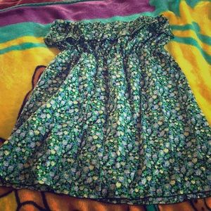 Cute summer floral strapless dress